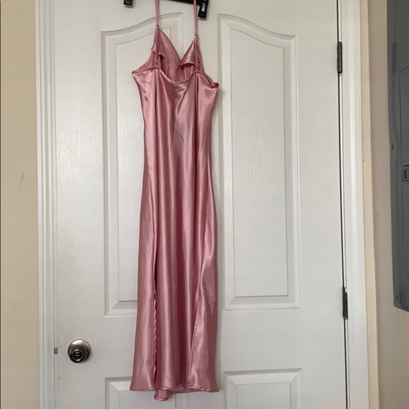 Pink midi silk dress - Picture 2 of 3